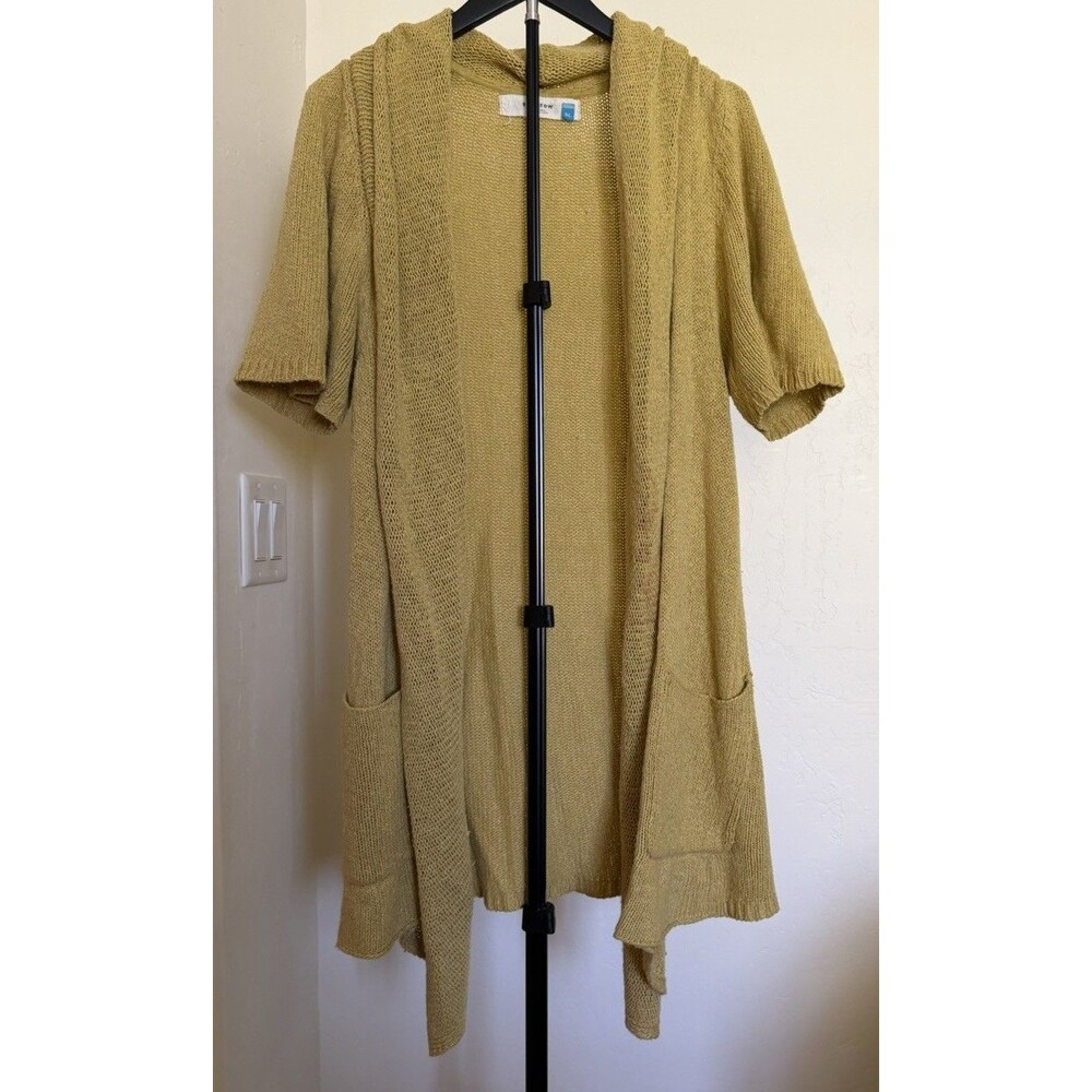 Anthropologie Sparrow Women’s Yellow Sweater Open Cardigan XL Wool Cotton